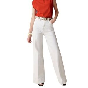 J.Crew High Rise Wide Leg Denim Trouser in White